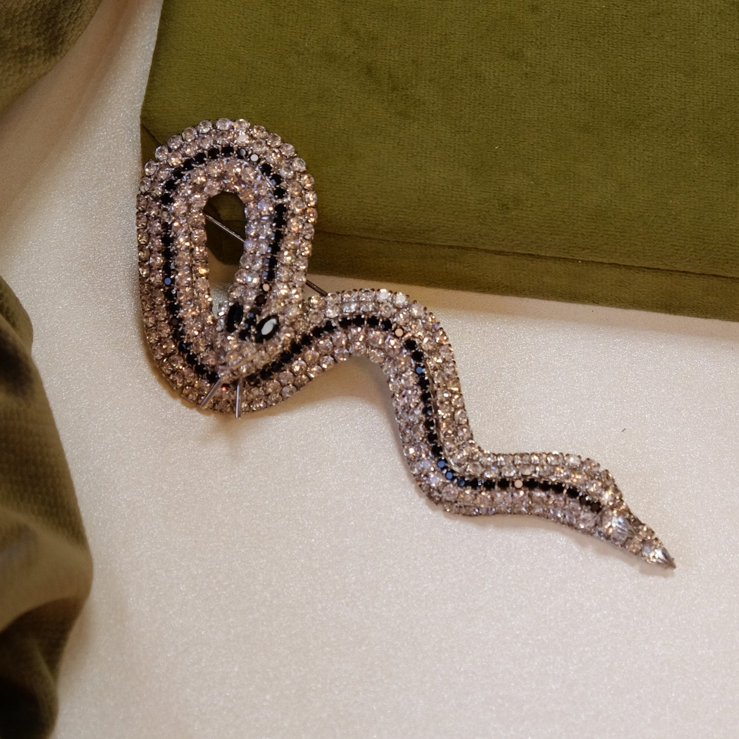 Butler and Wilson Snake Clear Rhinestone Brooch