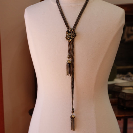 Long Slider Necklace with Acorns