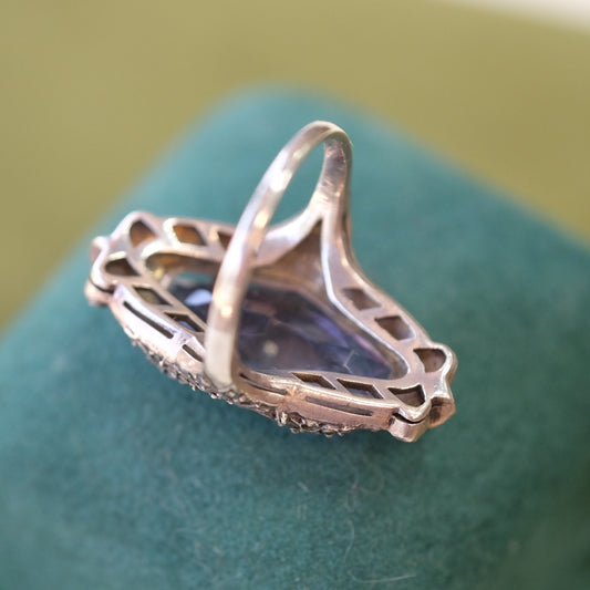 Vintage Silver Marcasite Amethyst Ring