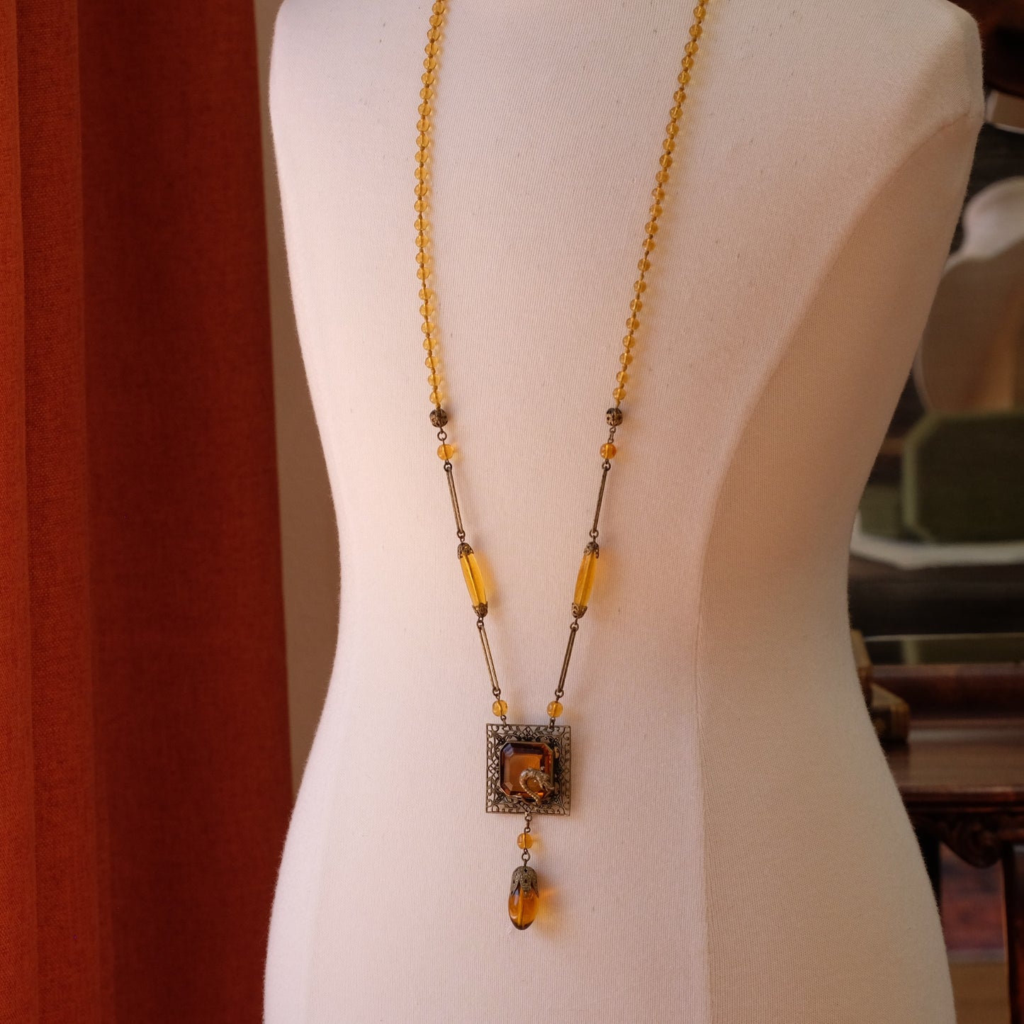 Czech Glass Dragon Necklace 1920s