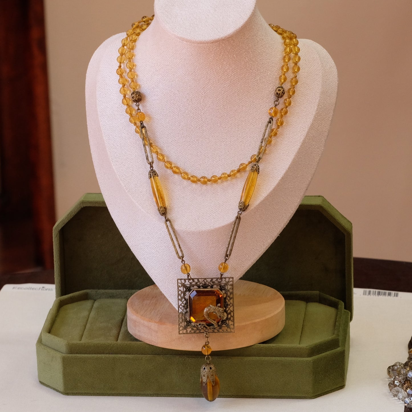 Czech Glass Dragon Necklace 1920s