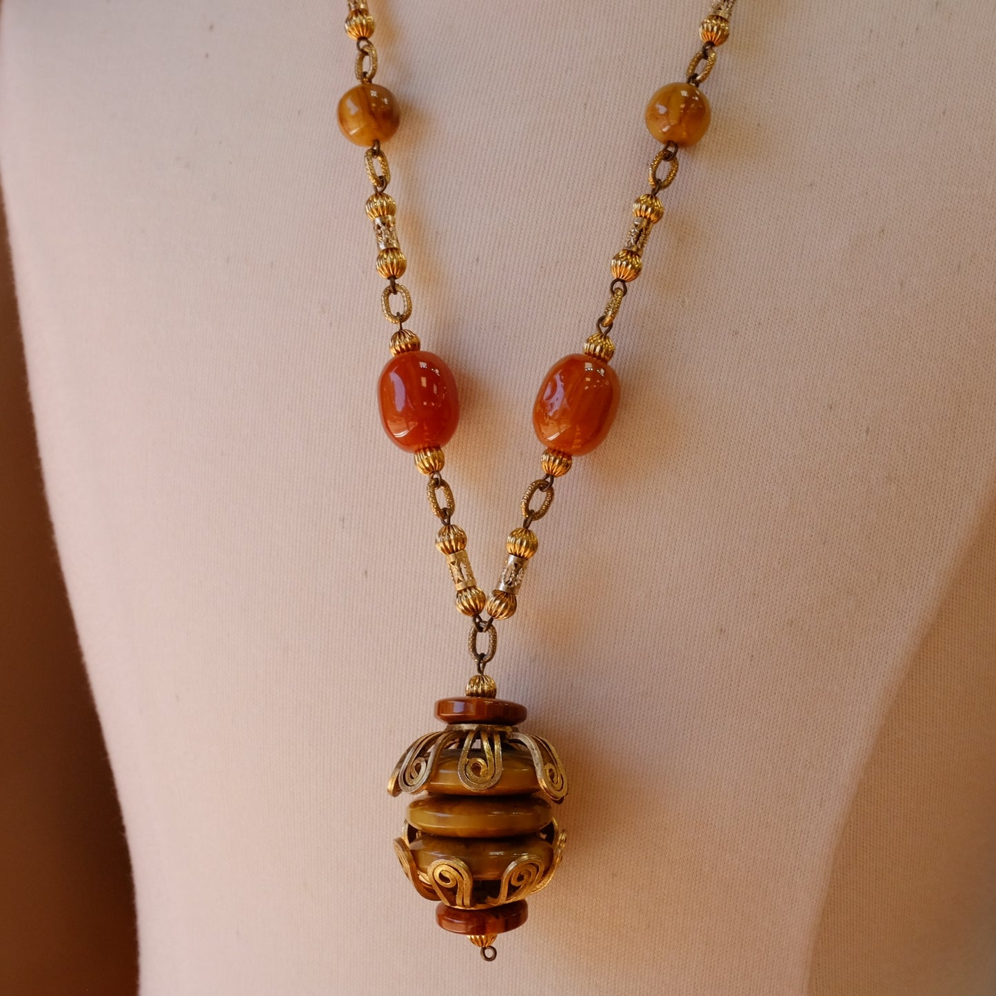 Vintage Butterscotch Plastic Necklace 1970s