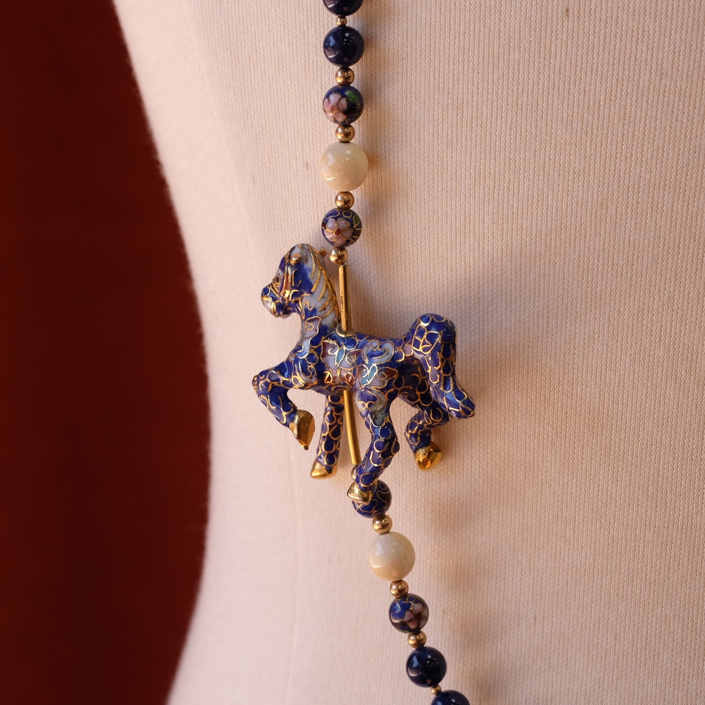 Vintage Cloisonne Horse Carousel Necklace