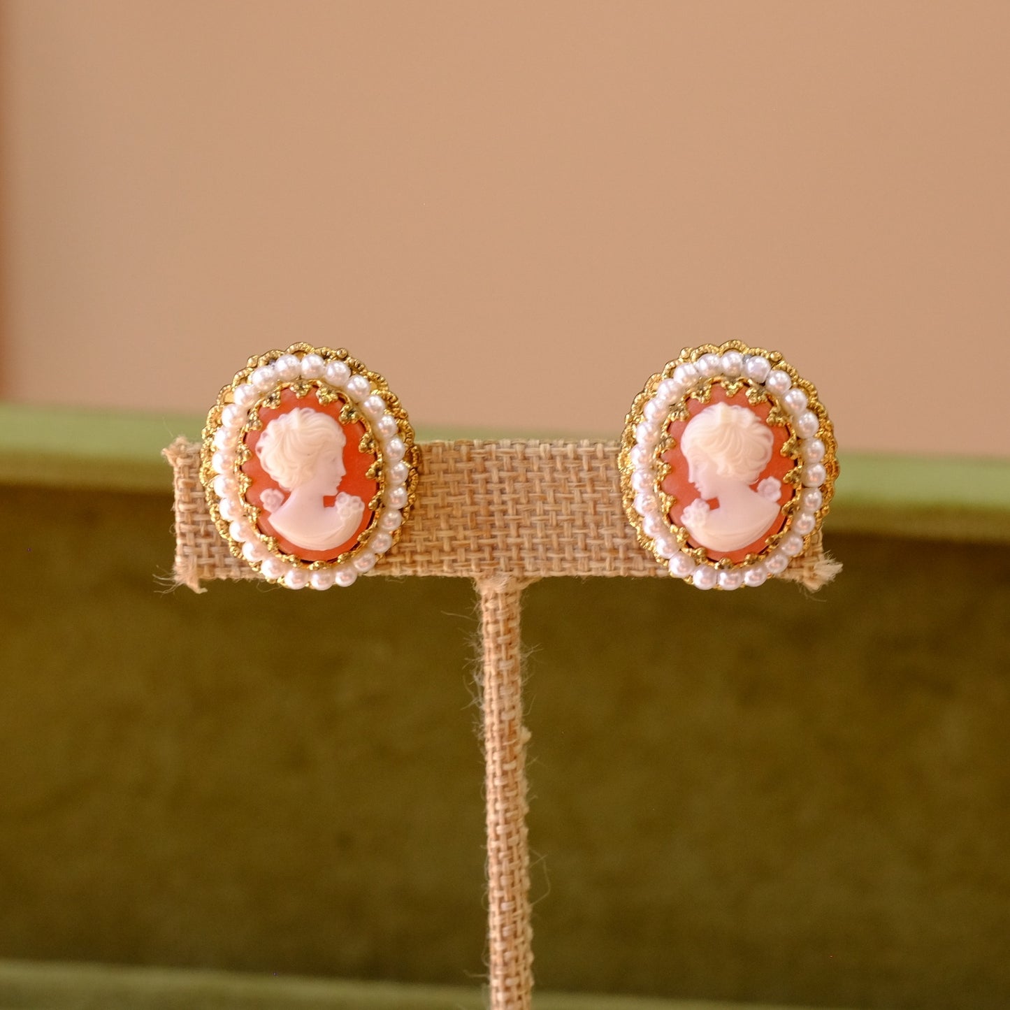 West Germany Cameo Earrings 1950s