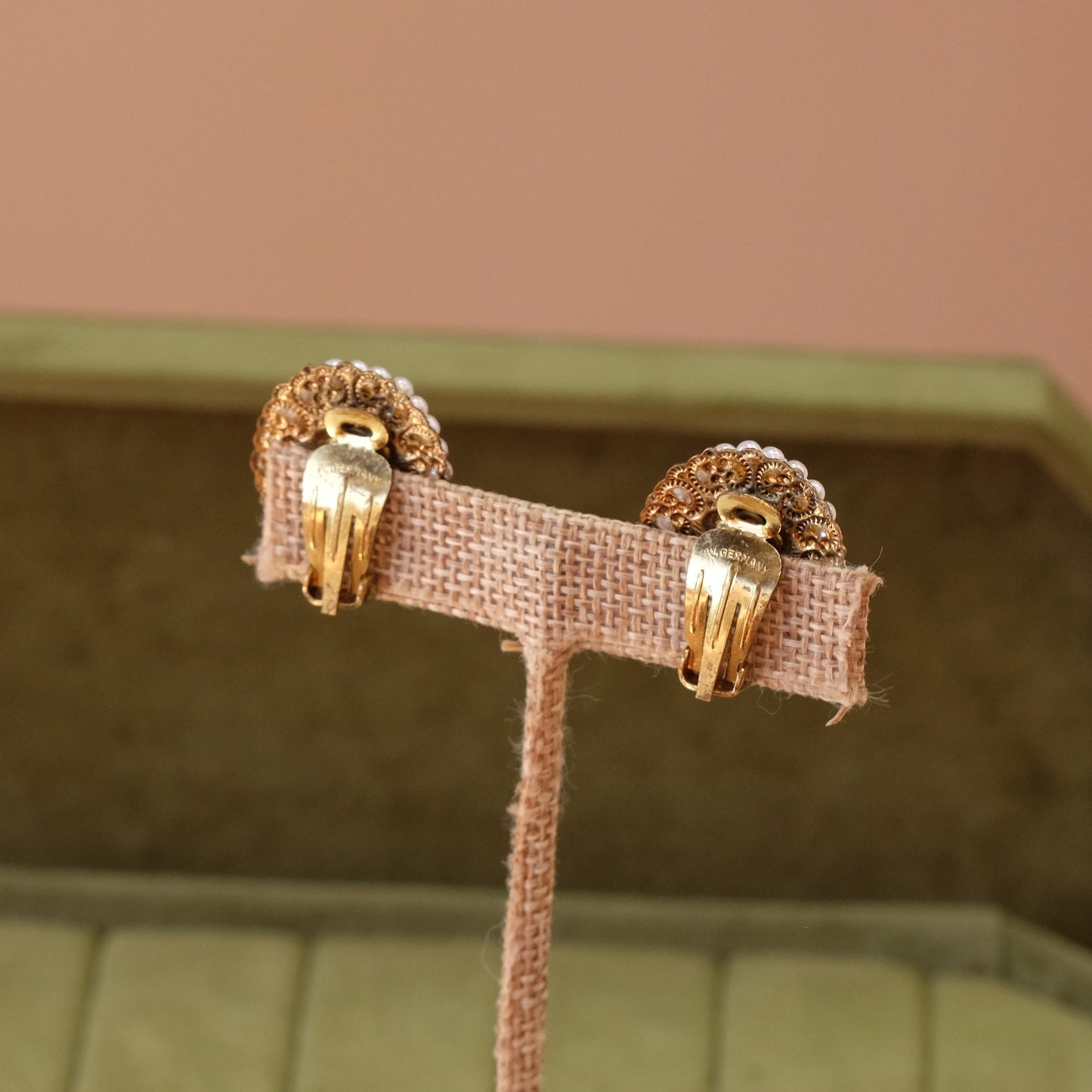West Germany Cameo Earrings 1950s