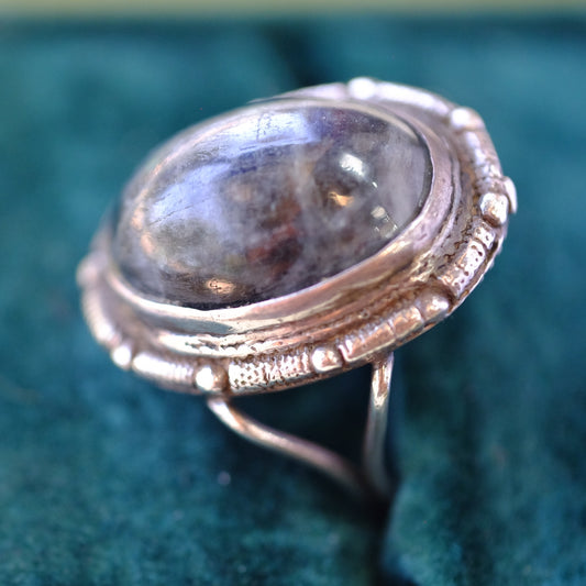 Silver Ring with Labradorite Cabochon