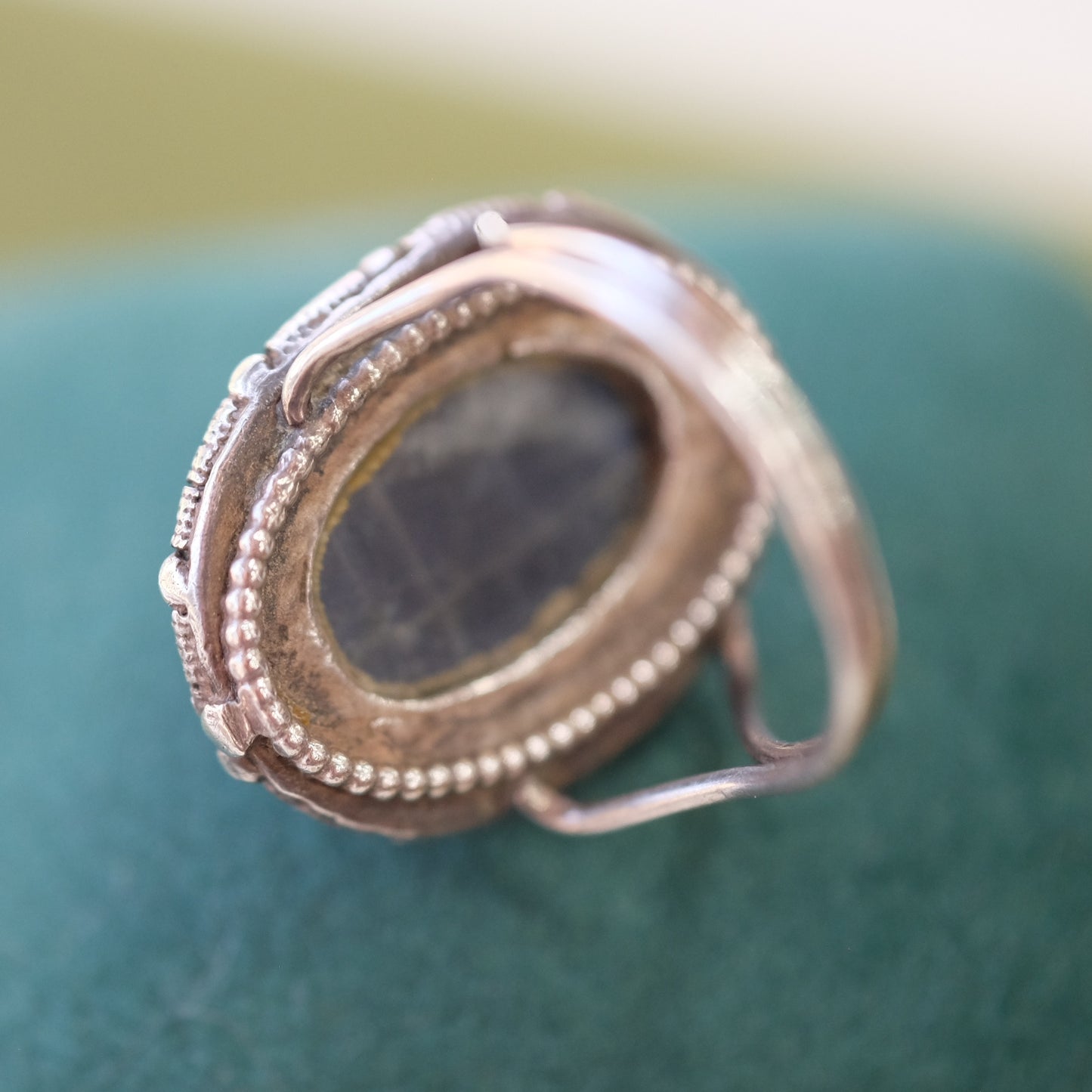 Silver Ring with Labradorite Cabochon