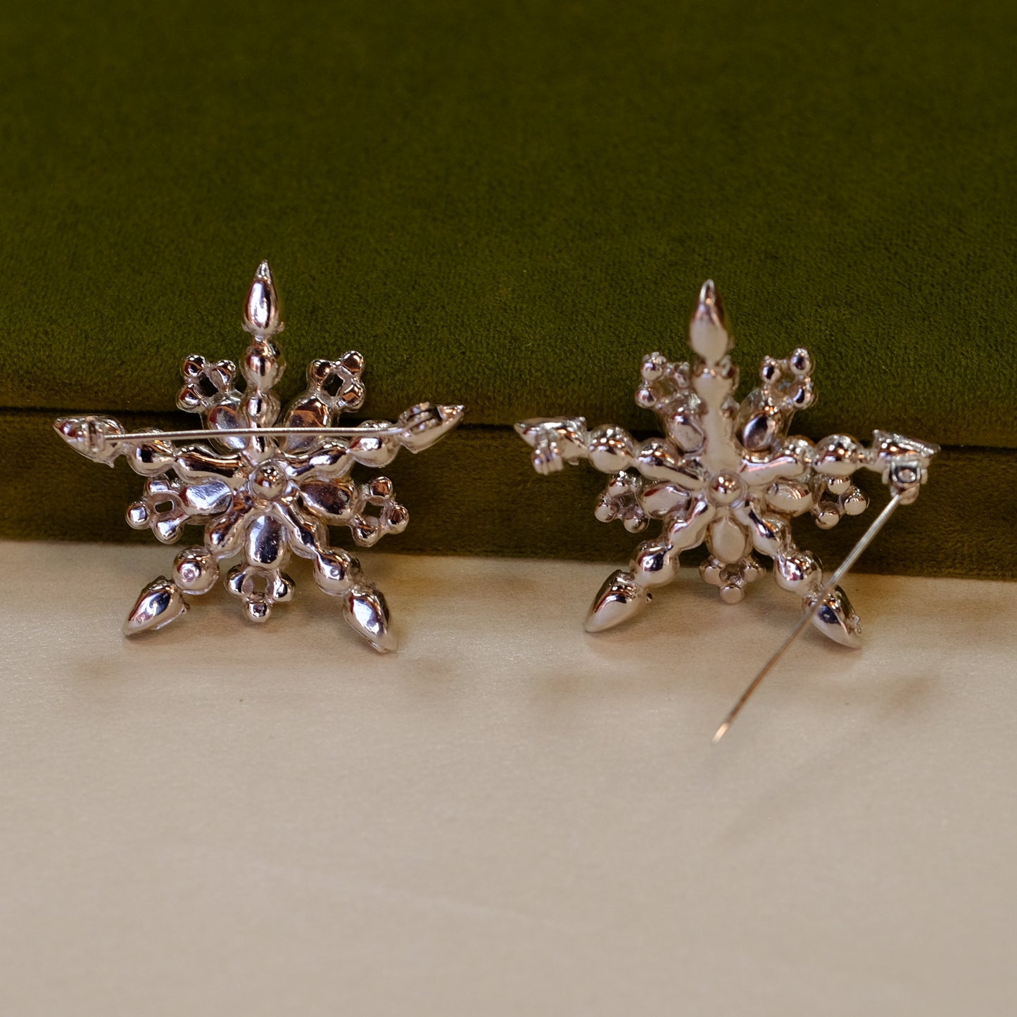 Pair of Clear Rhinestone Flower Pins