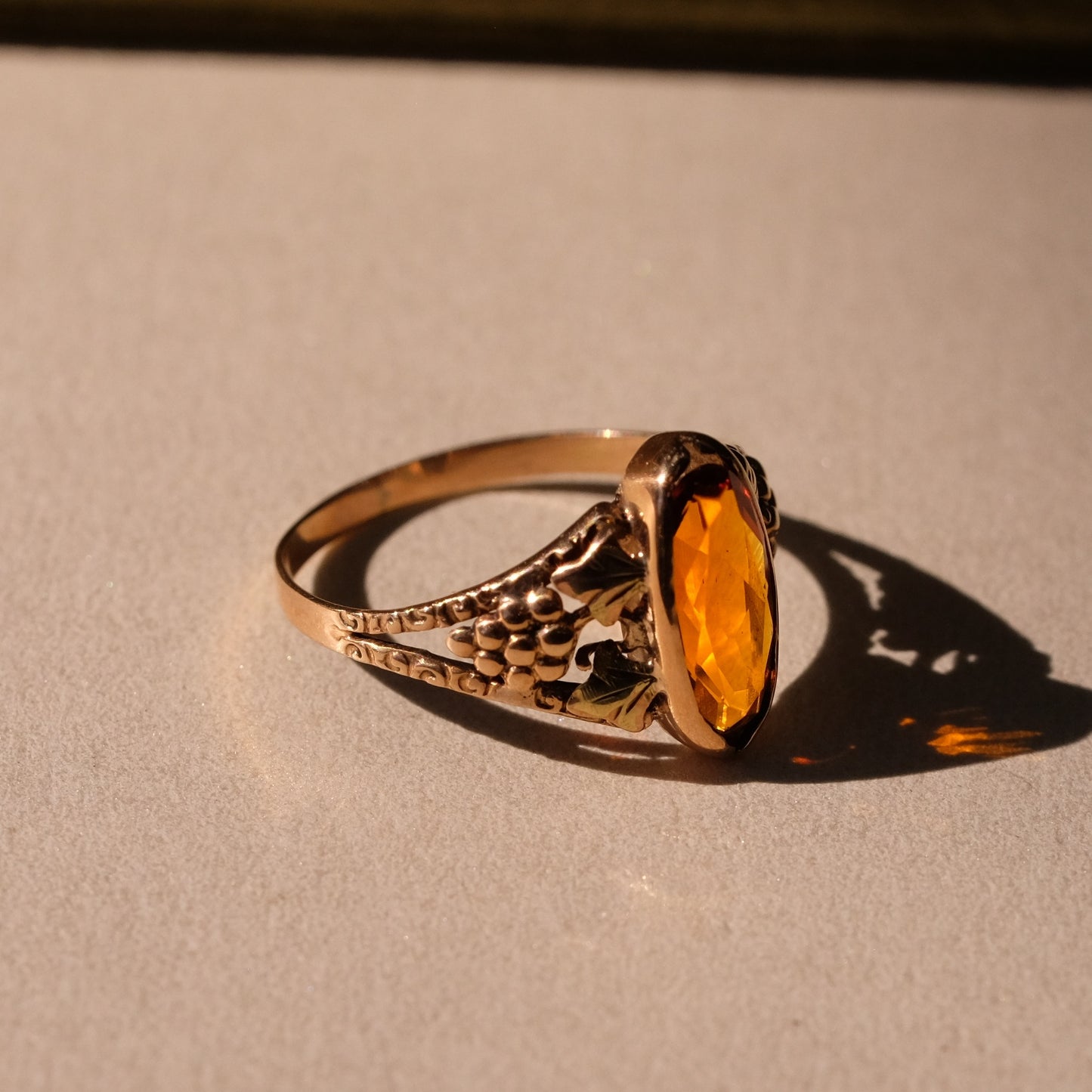 Victorian Black Hills Gold Ring with Paste