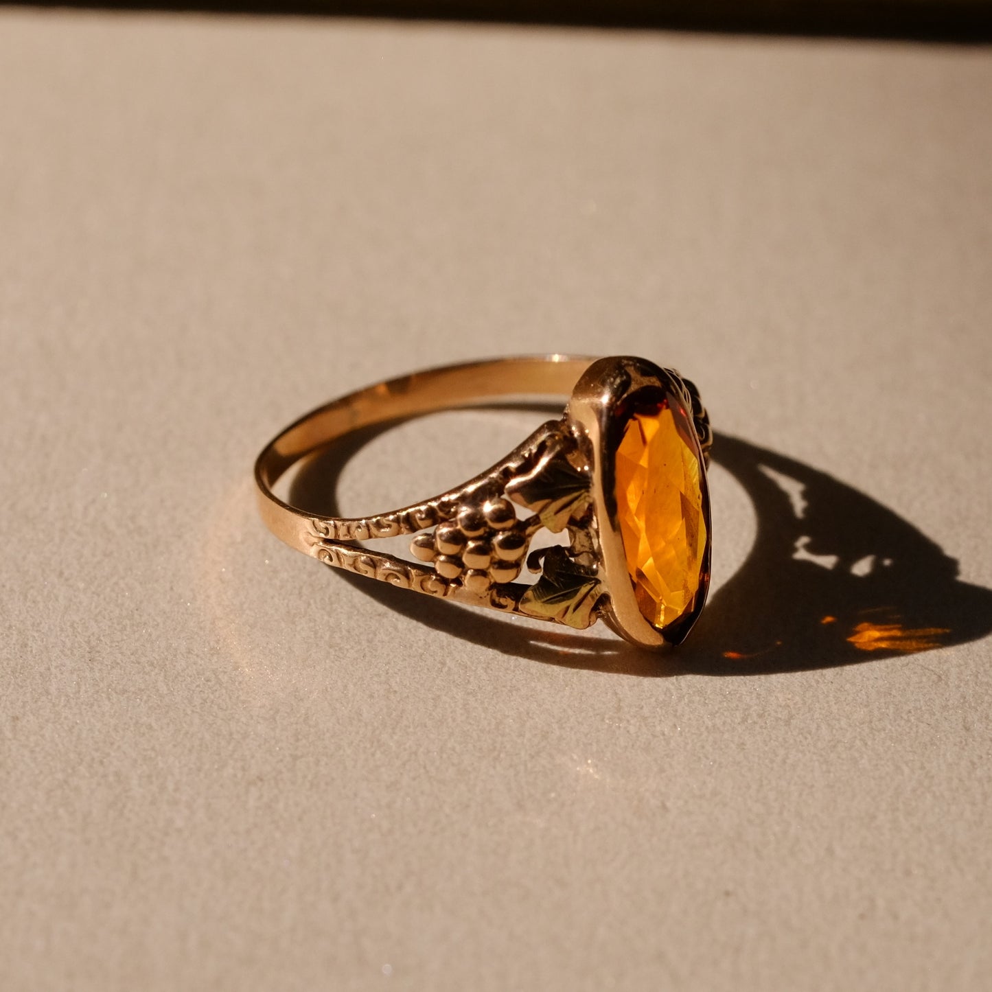Victorian Black Hills Gold Ring with Paste