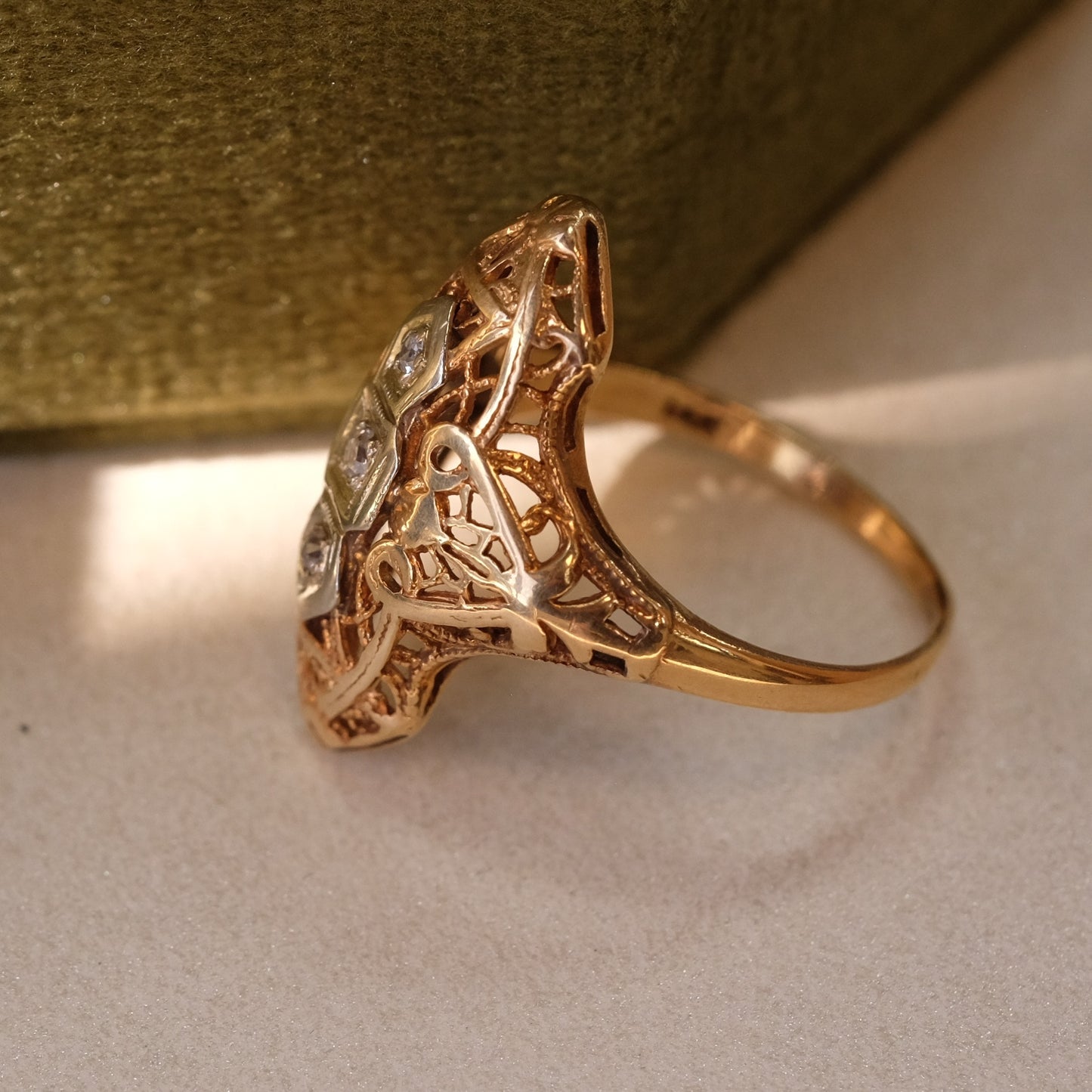 Antique rose gold diamonds Ring