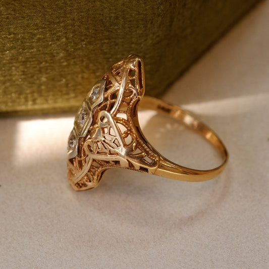Antique rose gold diamonds Ring