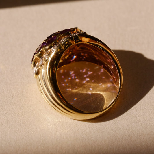 14K Gold Amethyst Diamond Ring
