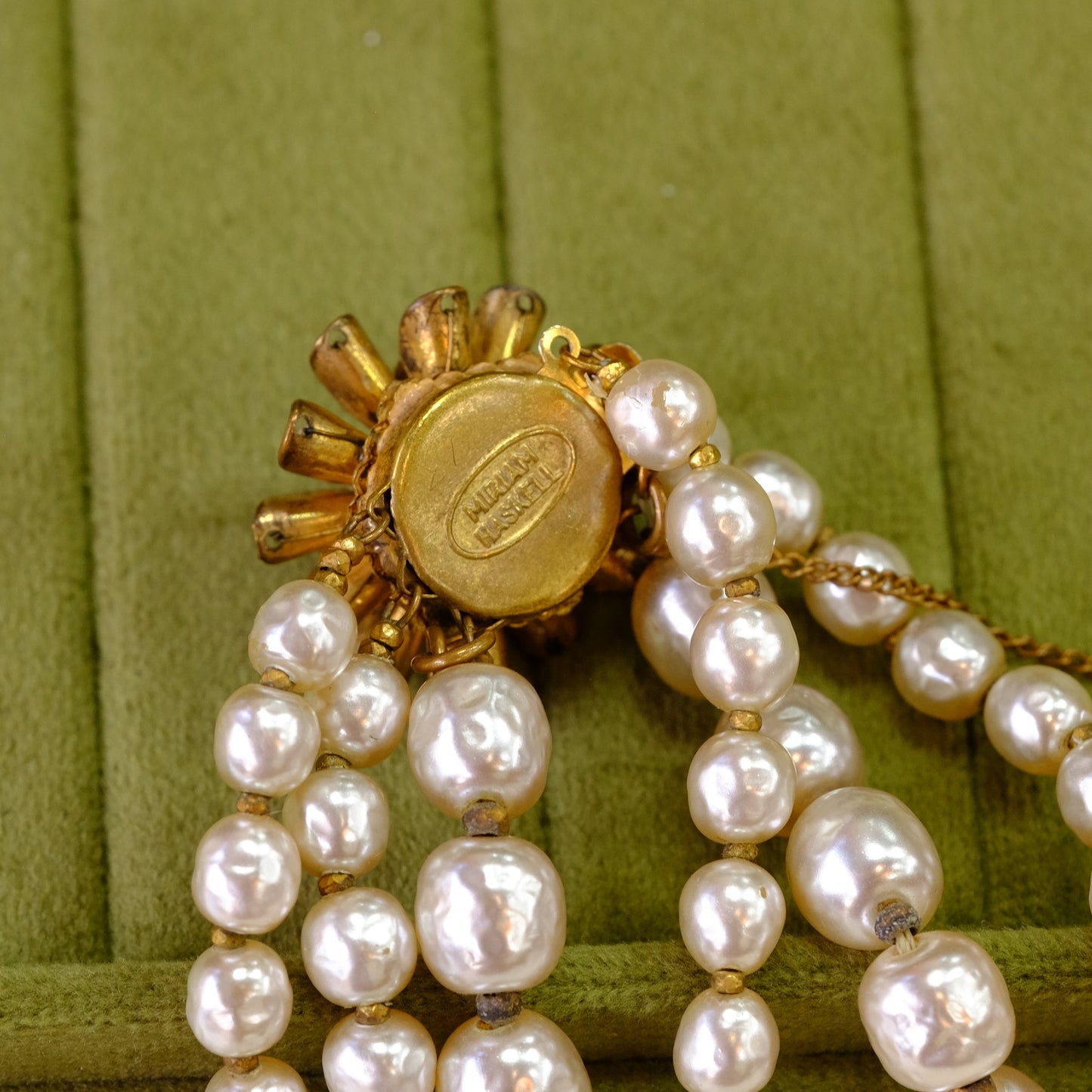 Miriam Haskell Three Row Pearl Bracelet 1960s
