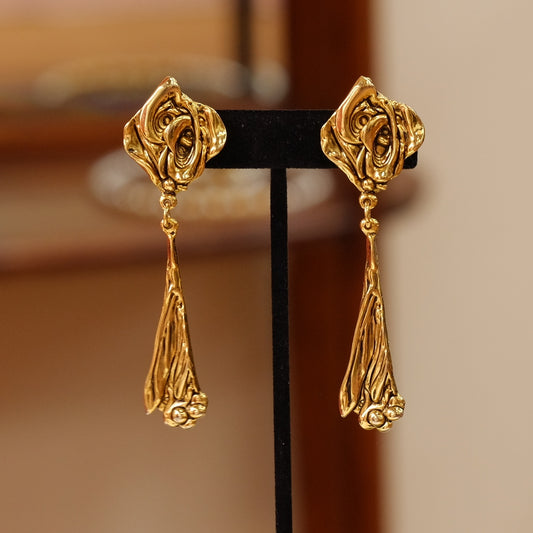 Vintage Designer Long Clip on Earrings 1980s