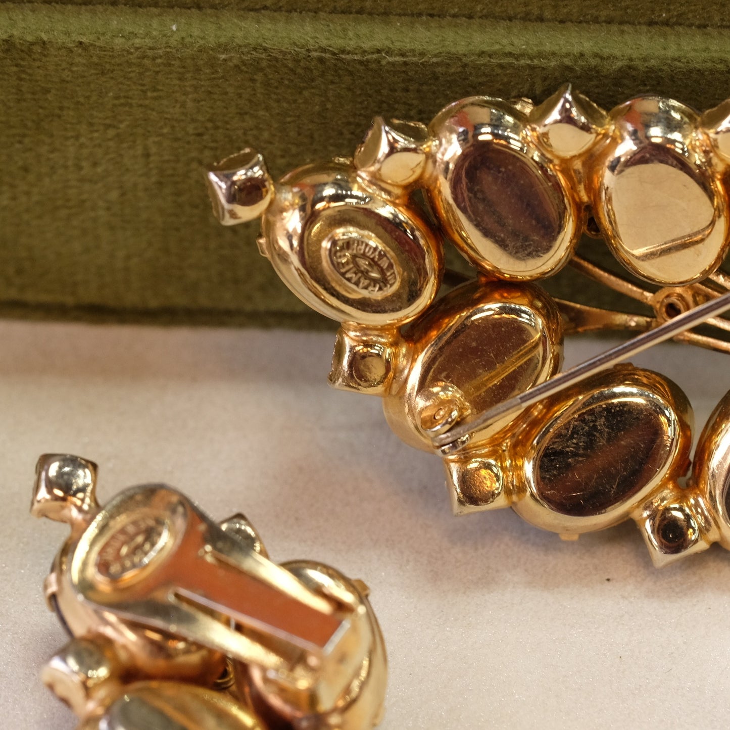Vintage Kramer of New York Brooch and Earrings Set 1950s