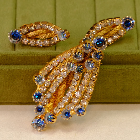 Vintage Hobe Ombre Brooch and Earrings Set 1950s