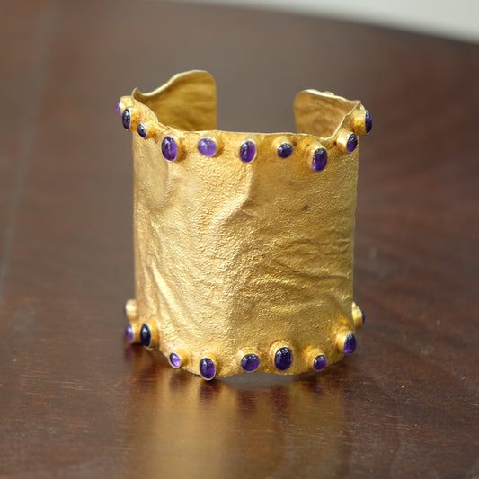 Designer Cuff Bracelet with Purple Cabochons