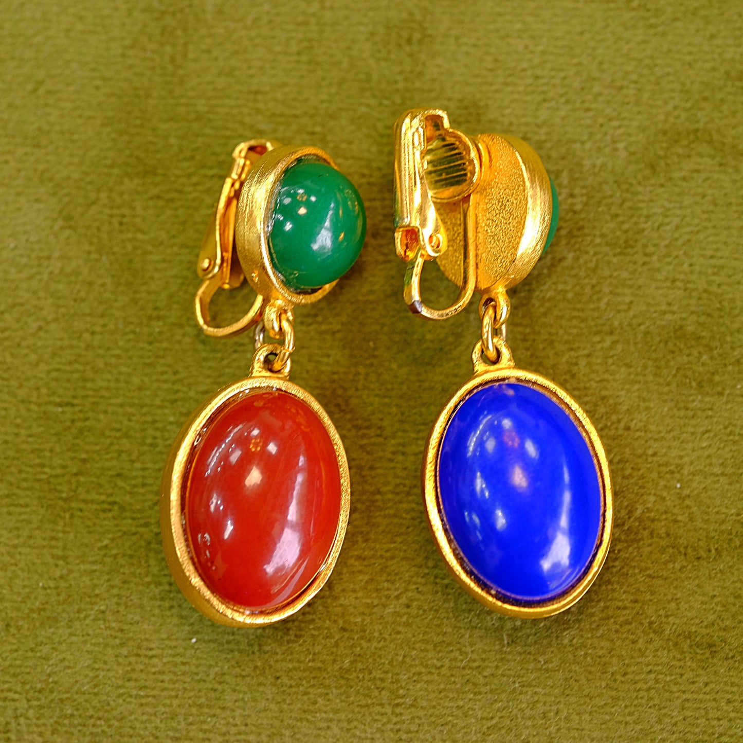 French Faux Carnelian Clip-on Earrings