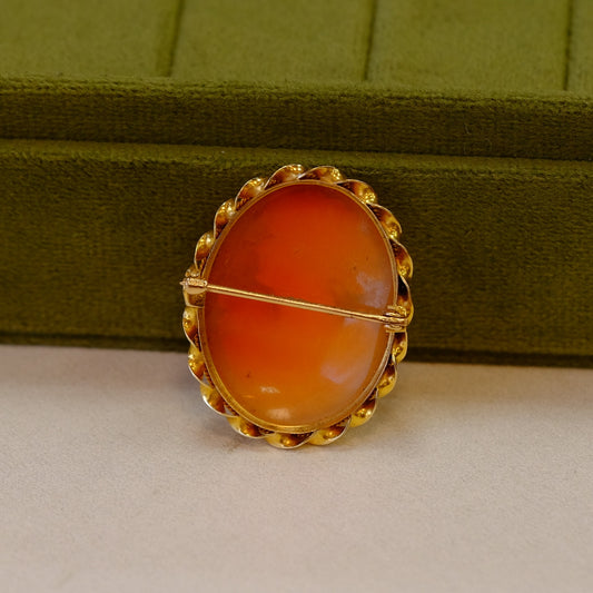 Vintage 10k Yellow Gold Cameo Brooch