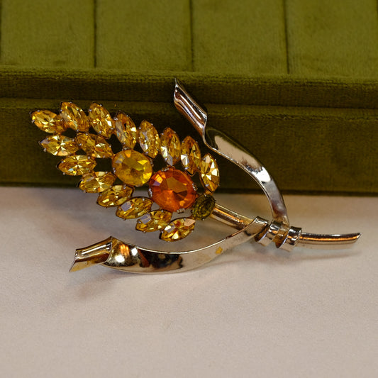 Sterling Leaf and Corn Brooch 1940s