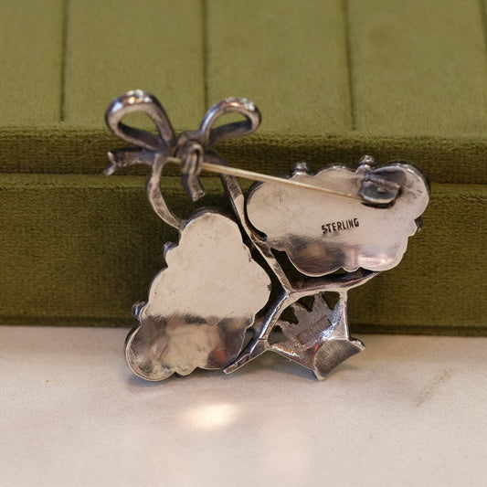 Sterling Basket Brooch 1940s