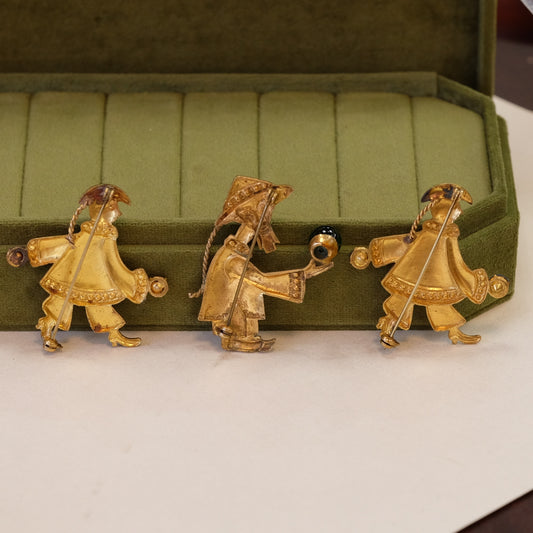 Carnival Characters Three Brooches 1930s