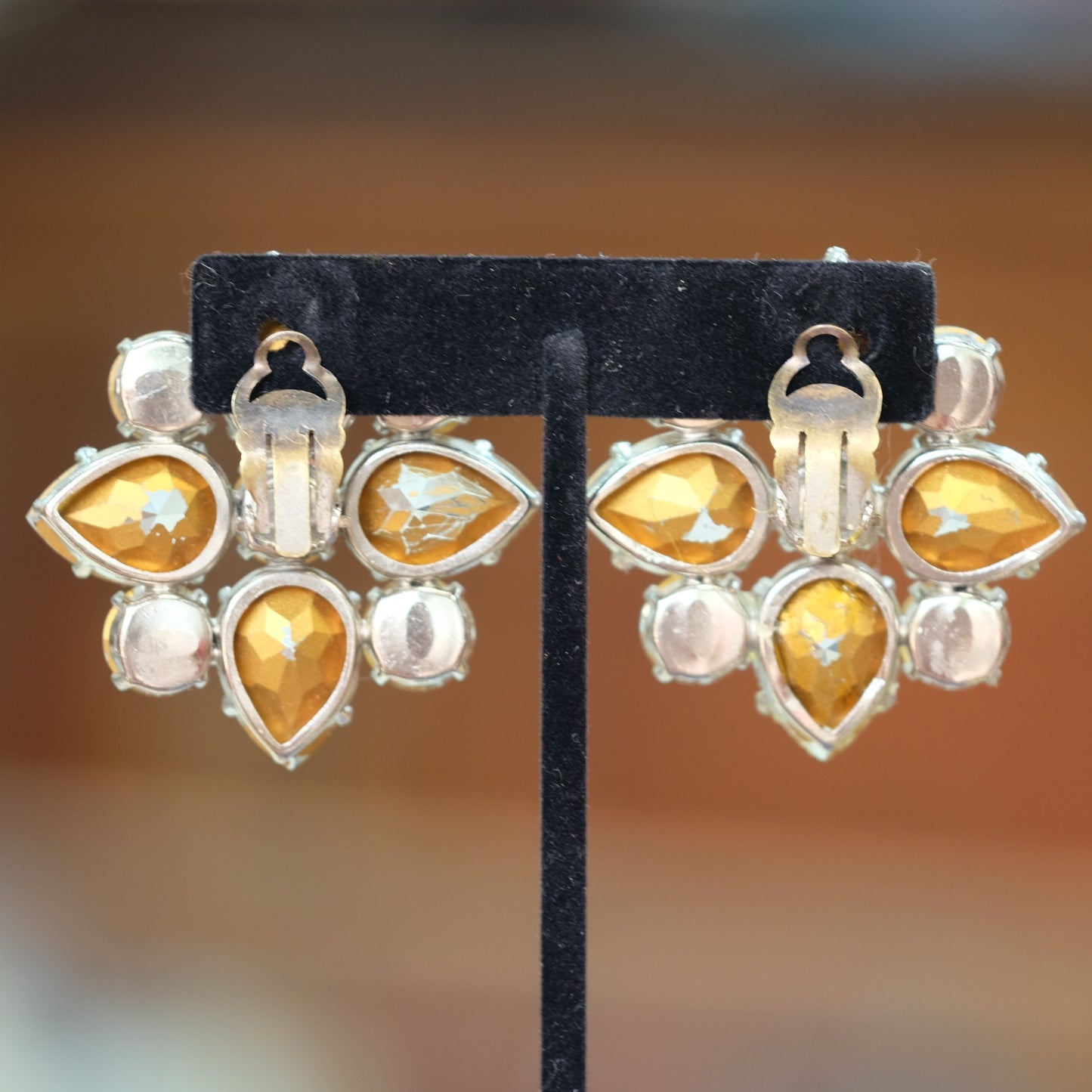 Vintage French Large Statement Clip on Earrings 1970s