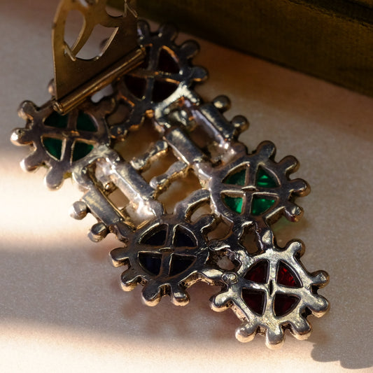 Eisenberg Gem Color Dress Clip with Molded Glass 1940s