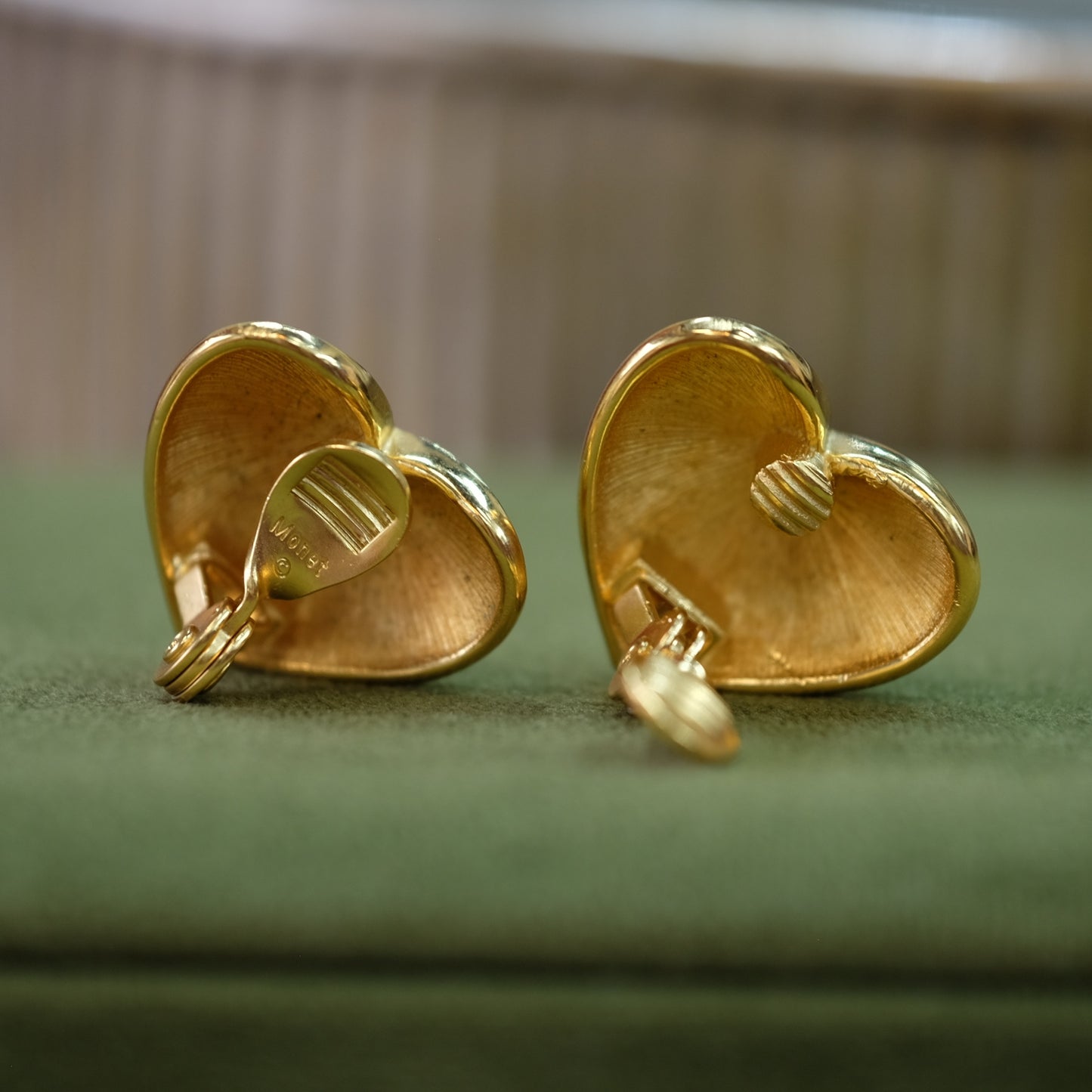 Vintage Monet Heart Earrings 1970s