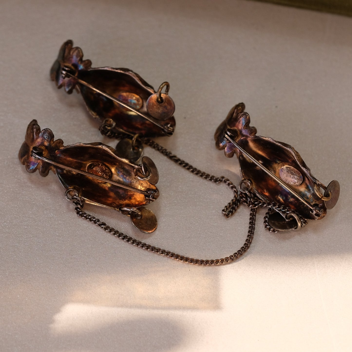 Natacha Brooks Sterling Silver Trio Brooches 1940s