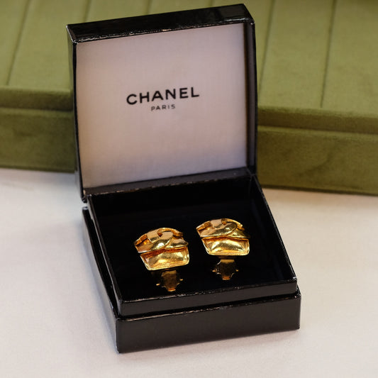Vintage Chanel Logo Earrings 1995