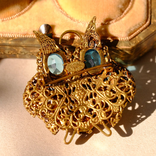 Vintage Czech Owl Brooch and Pendant 1940s