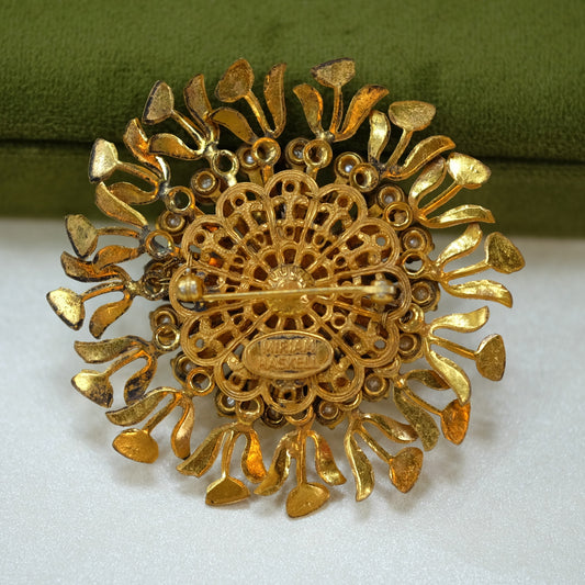 Miriam Haskell Gold Pearl Brooch 1960s