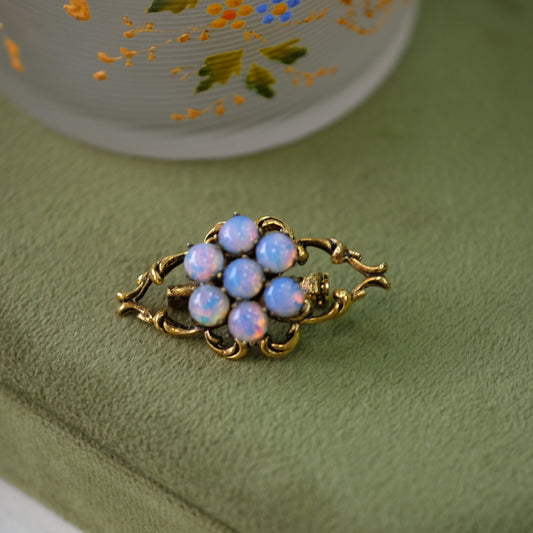 Tiny Revival Faux Opal Brooch 1970s