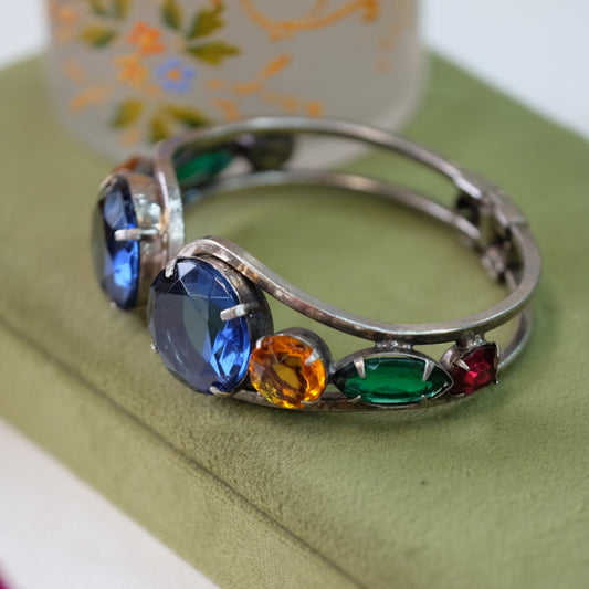Vintage Blue Glass Clamper Bracelet 1950s