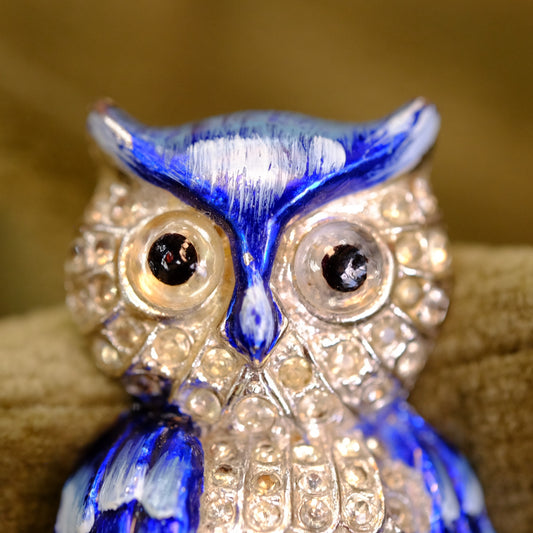 Enamel Owl Fur Clip by Coro 1940s