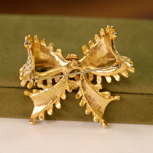 Vintage Clear Rhinestones Bow Brooch 1990s