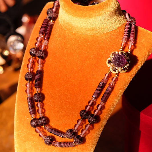 Vintage Miriam Haskell Purple Glass Set 1960s