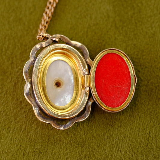 Ornate Mother of Pearl Leaf Locket