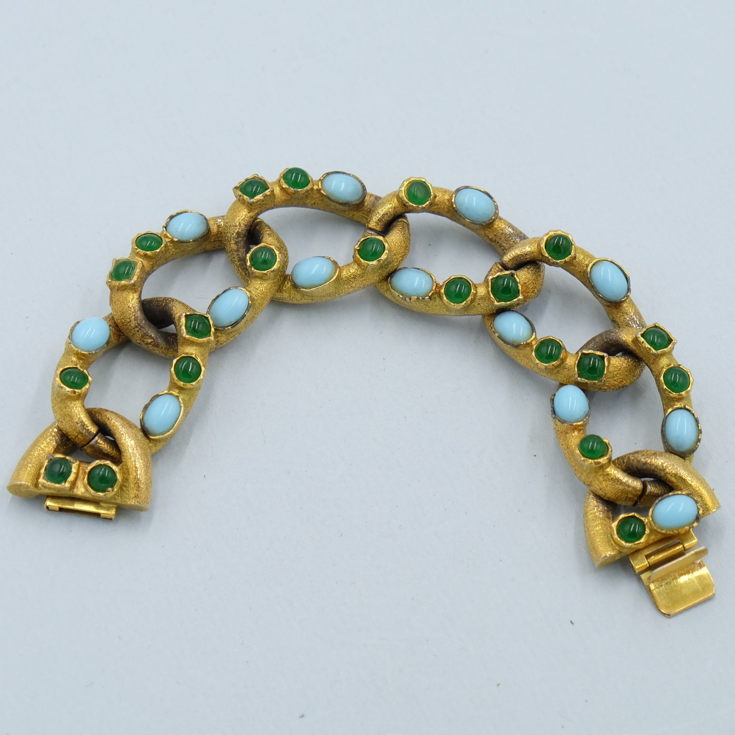 Vintage YSL Faux Emerald and Turquoise Bracelet 1970s