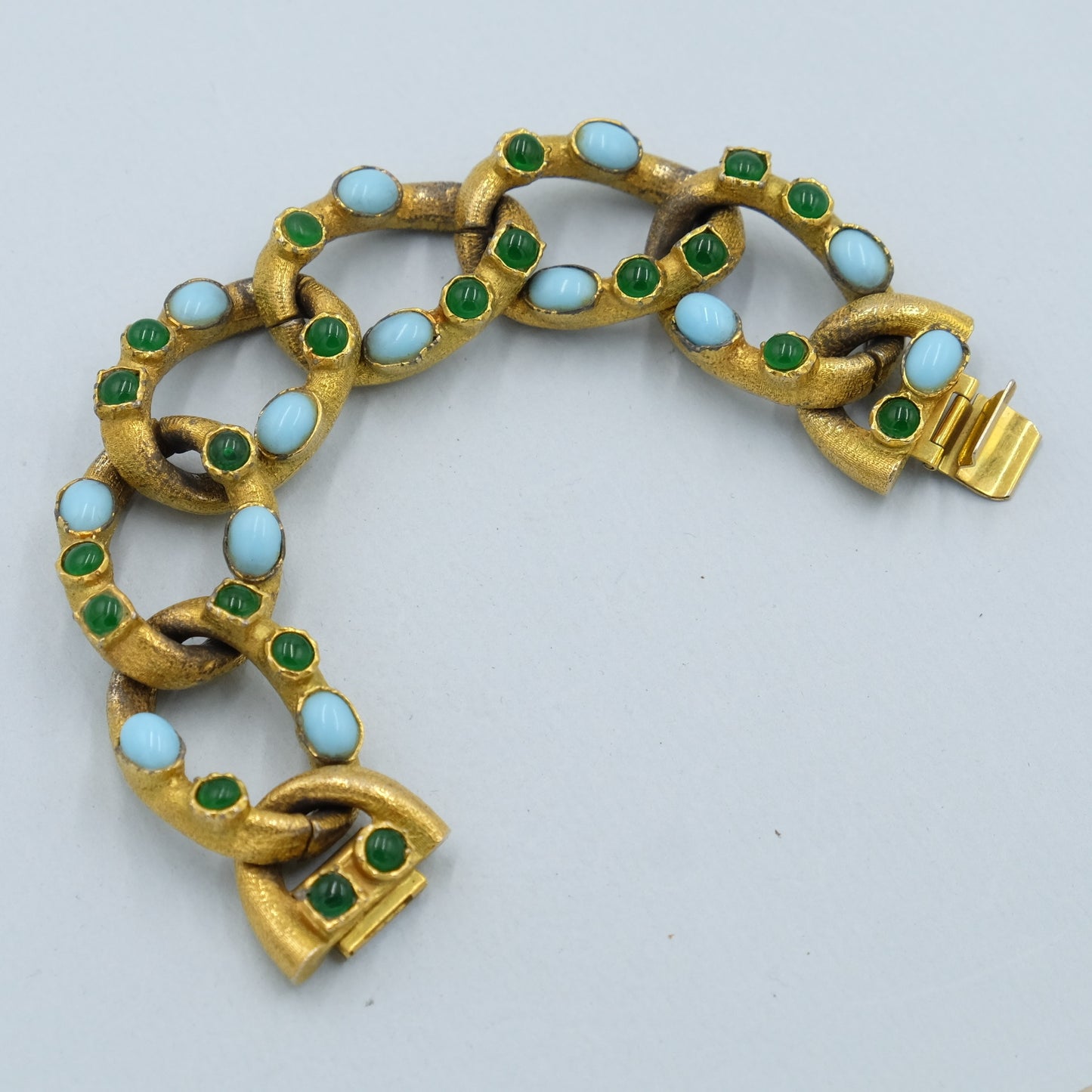Vintage YSL Faux Emerald and Turquoise Bracelet 1970s