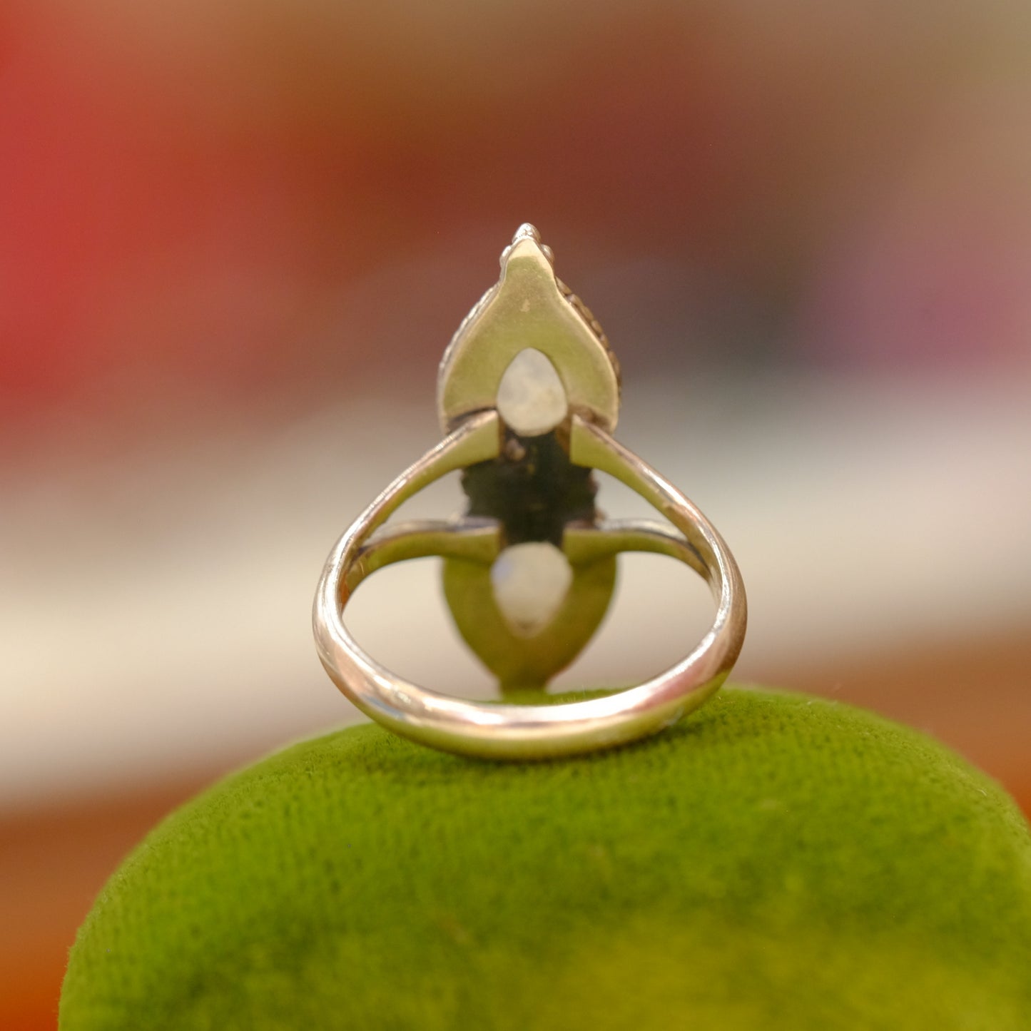 Vintage Silver Moonstone Double Ring
