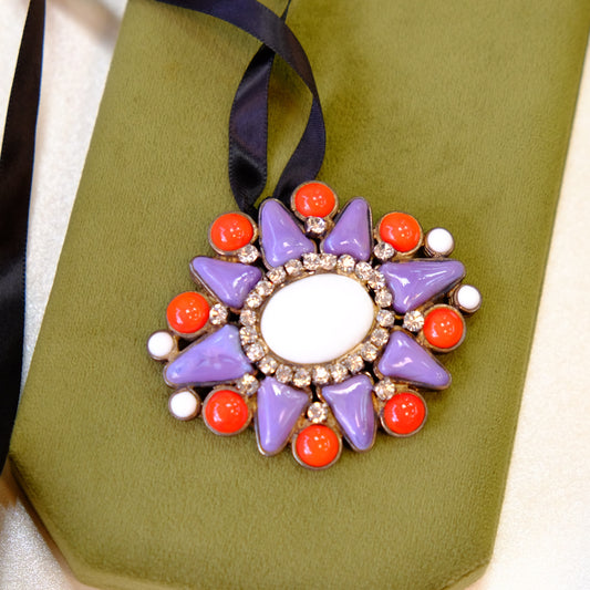 Chanel 1996 Purple Gripoix Brooch and Pendant