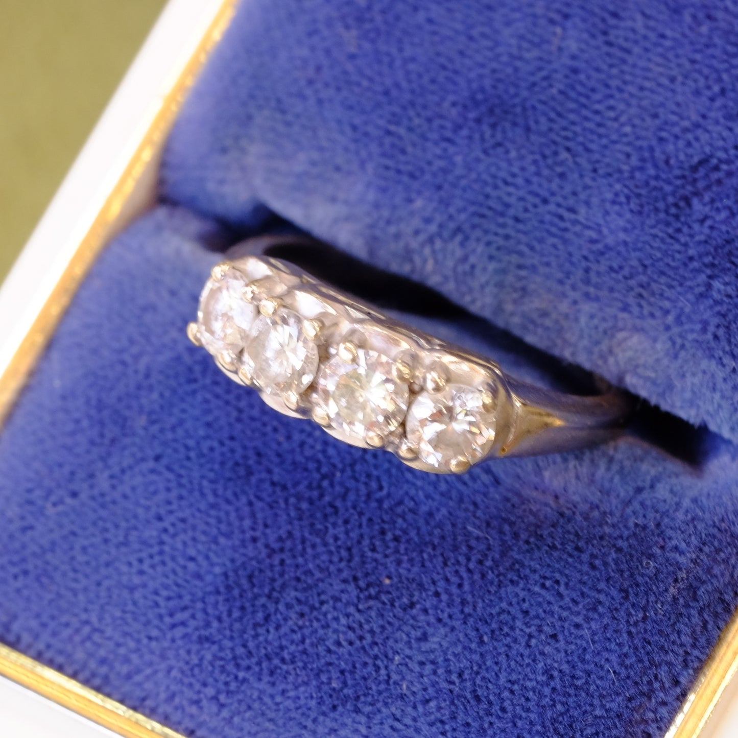 14k White Gold four Diamond Ring