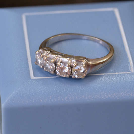 14k White Gold four Diamond Ring