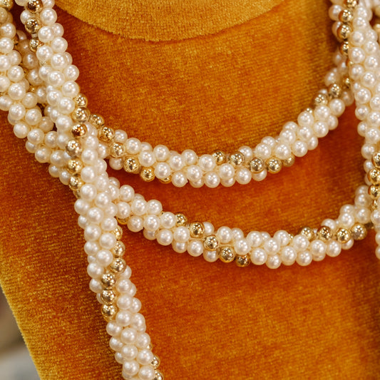 Vintage Tassel Seed Pearl Necklace 1970s