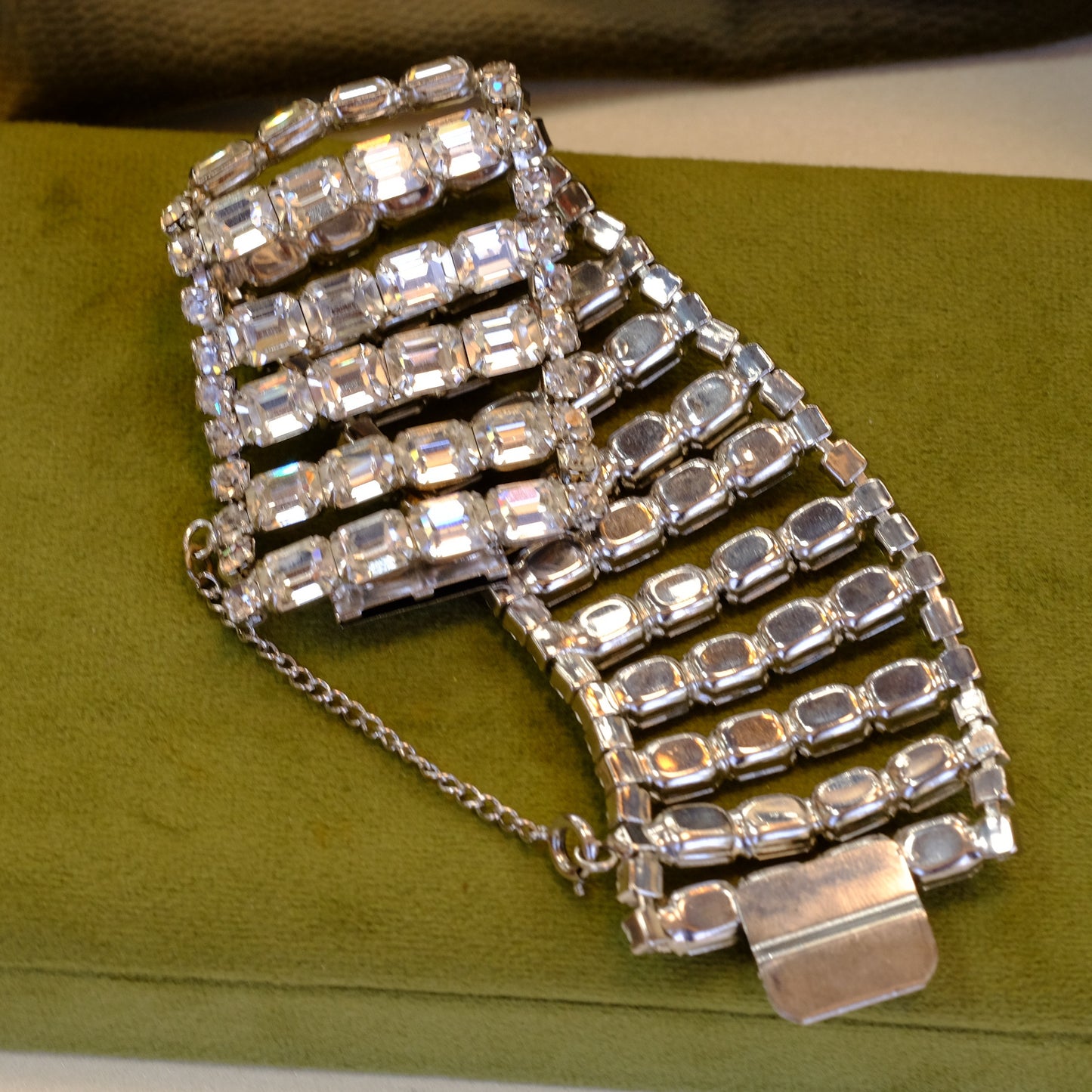 Wide Clear Rhinestone Bracelet 1960s