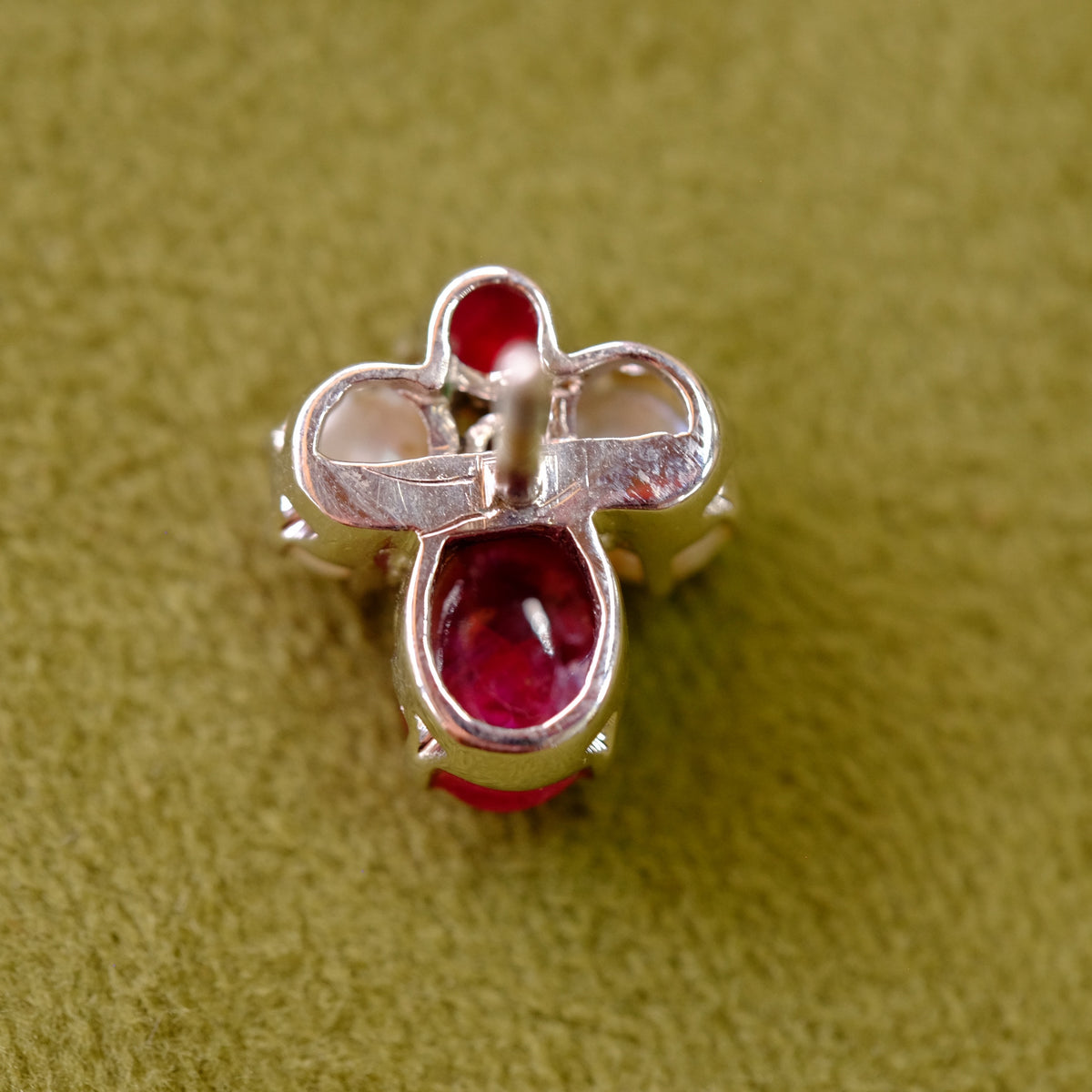 Pearl and Ruby Diamond Earrings