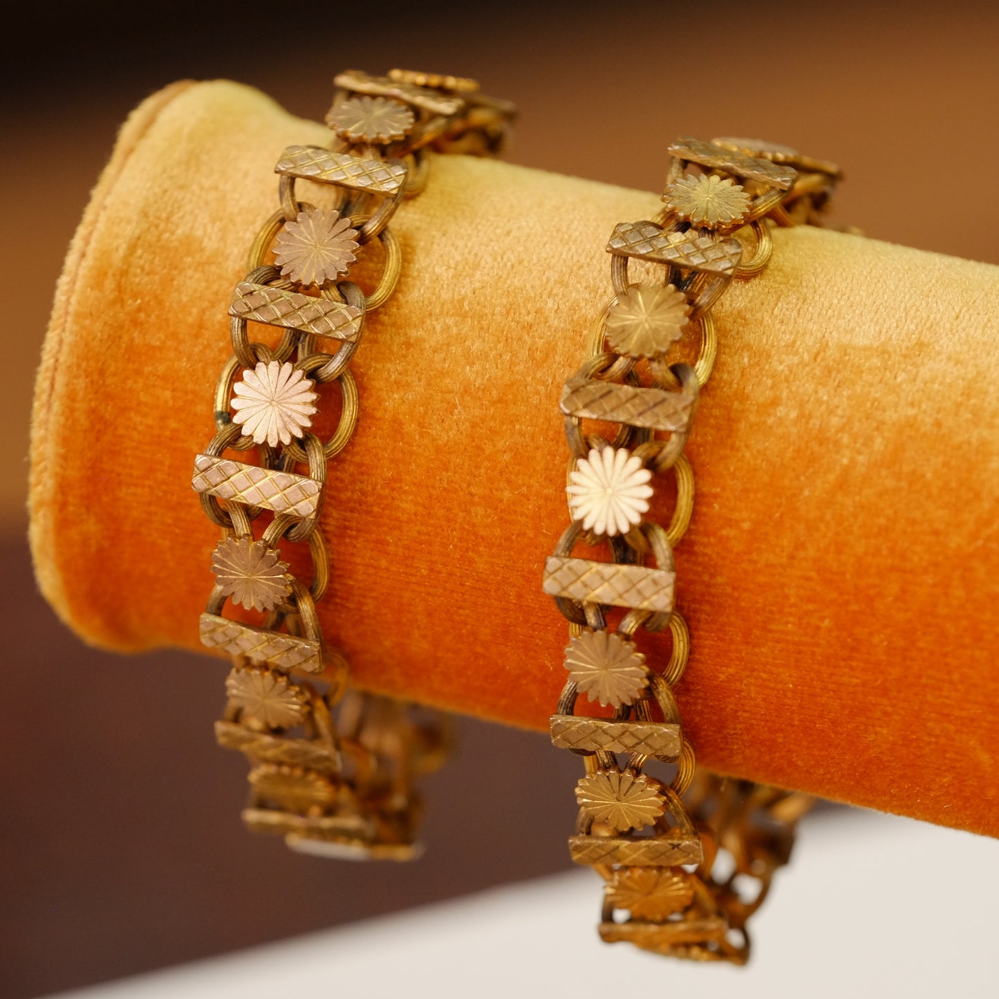 Victorian Sterling Overlay gold wedding bridal pair bracelets